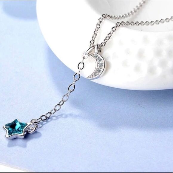 Jewelry - 925 Sterling Silver Star and Moon Necklace (Q1)